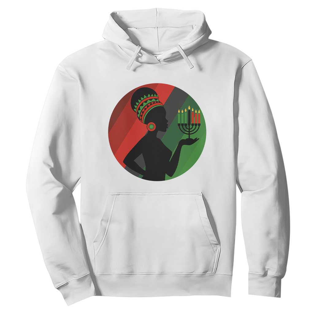 African Woman With Kinara Hoodie Happy Kwanzaa Cultural Pride Gift TS12 White Print Your Wear