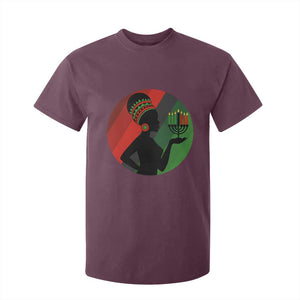 African Woman With Kinara T Shirt For Kid Happy Kwanzaa Cultural Pride Gift TS12 Maroon Print Your Wear