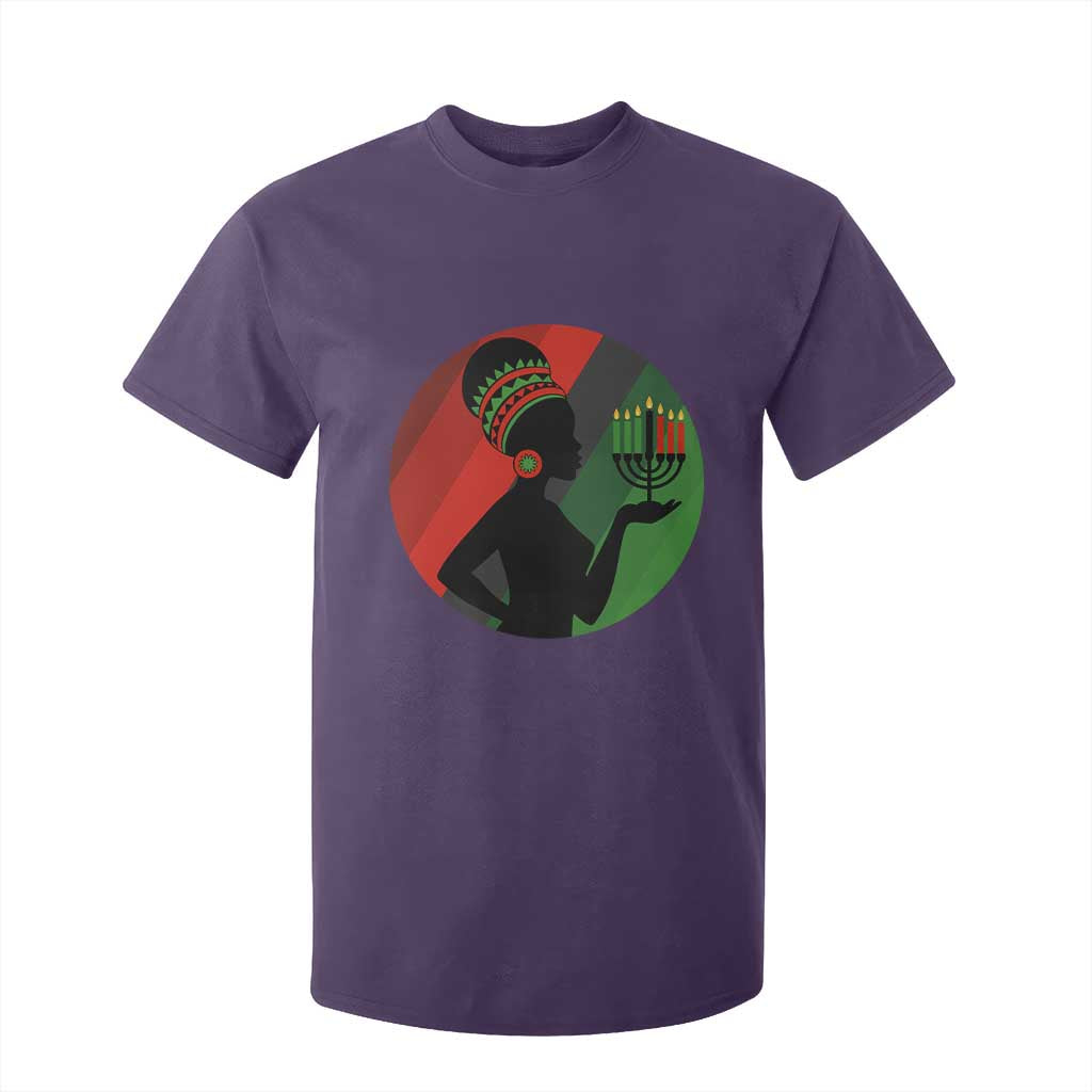 African Woman With Kinara T Shirt For Kid Happy Kwanzaa Cultural Pride Gift TS12 Purple Print Your Wear
