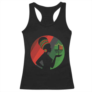 African Woman With Kinara Racerback Tank Top Happy Kwanzaa Cultural Pride Gift TS12 Black Print Your Wear