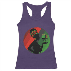 African Woman With Kinara Racerback Tank Top Happy Kwanzaa Cultural Pride Gift TS12 Purple Print Your Wear