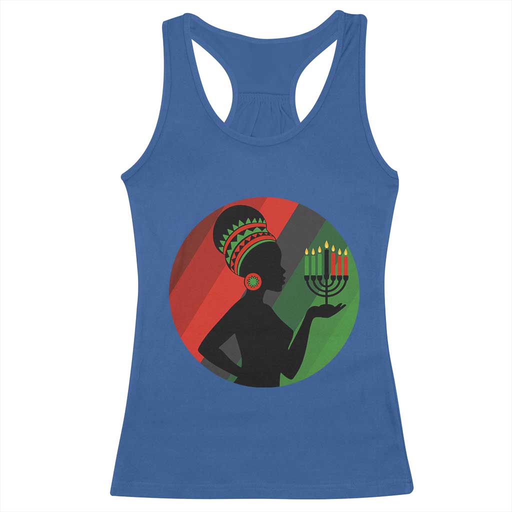 African Woman With Kinara Racerback Tank Top Happy Kwanzaa Cultural Pride Gift TS12 Royal Blue Print Your Wear