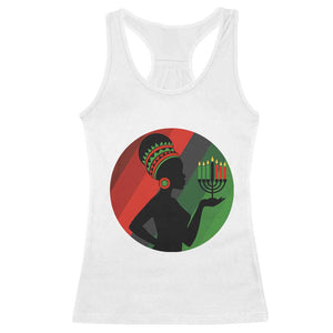 African Woman With Kinara Racerback Tank Top Happy Kwanzaa Cultural Pride Gift TS12 White Print Your Wear