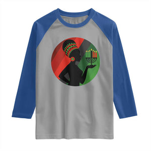 African Woman With Kinara Raglan Shirt Happy Kwanzaa Cultural Pride Gift TS12 Sport Gray Royal Print Your Wear