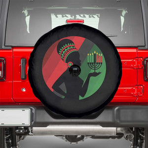 African Woman With Kinara Spare Tire Cover Happy Kwanzaa Cultural Pride Gift TS12 Black Print Your Wear