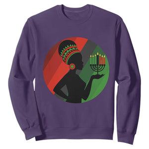 African Woman With Kinara Sweatshirt Happy Kwanzaa Cultural Pride Gift TS12 Purple Print Your Wear