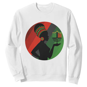 African Woman With Kinara Sweatshirt Happy Kwanzaa Cultural Pride Gift TS12 White Print Your Wear