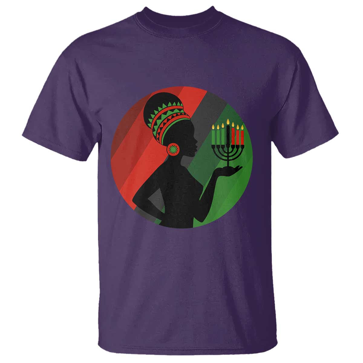 African Woman With Kinara T Shirt Happy Kwanzaa Cultural Pride Gift TS12 Purple Print Your Wear