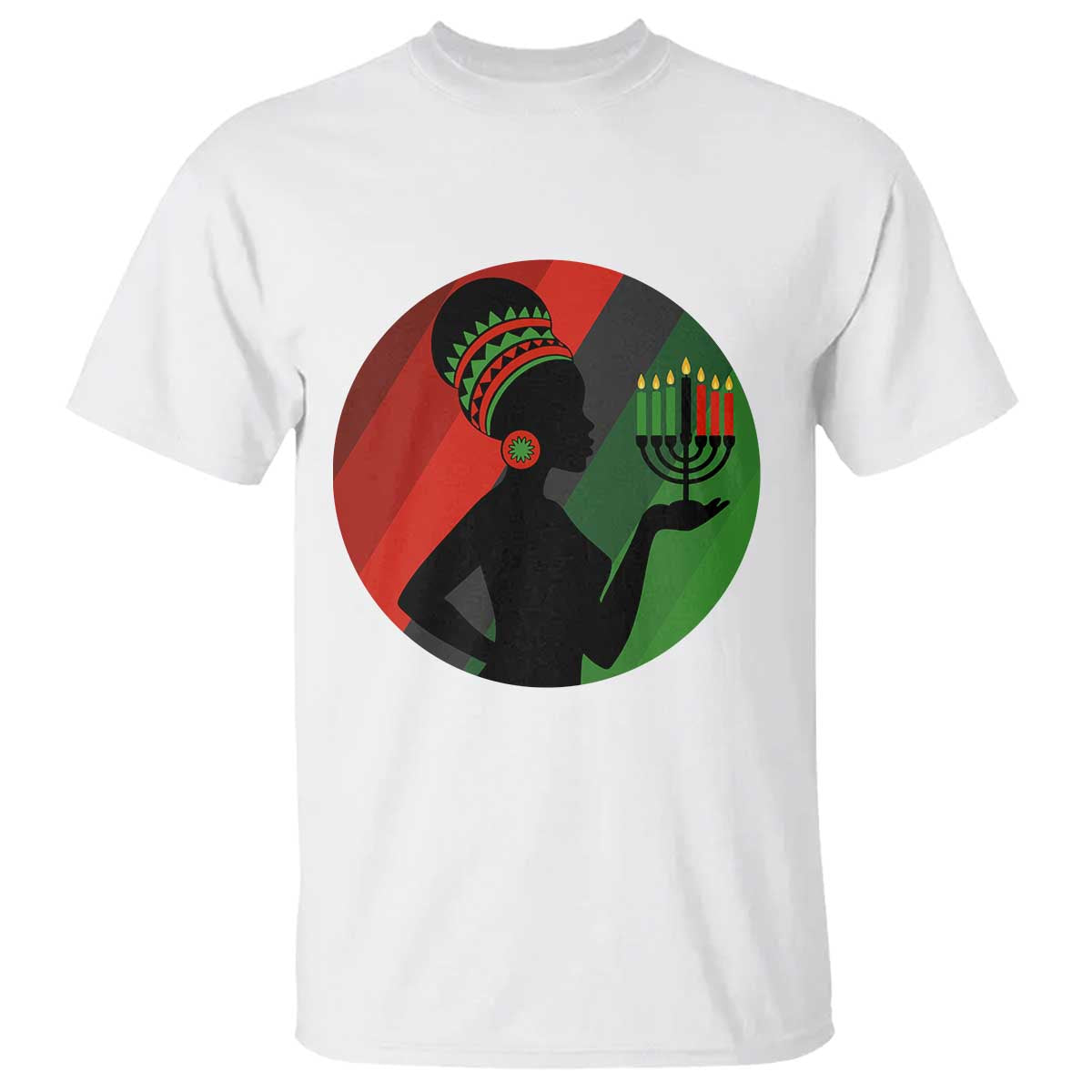 African Woman With Kinara T Shirt Happy Kwanzaa Cultural Pride Gift TS12 White Print Your Wear