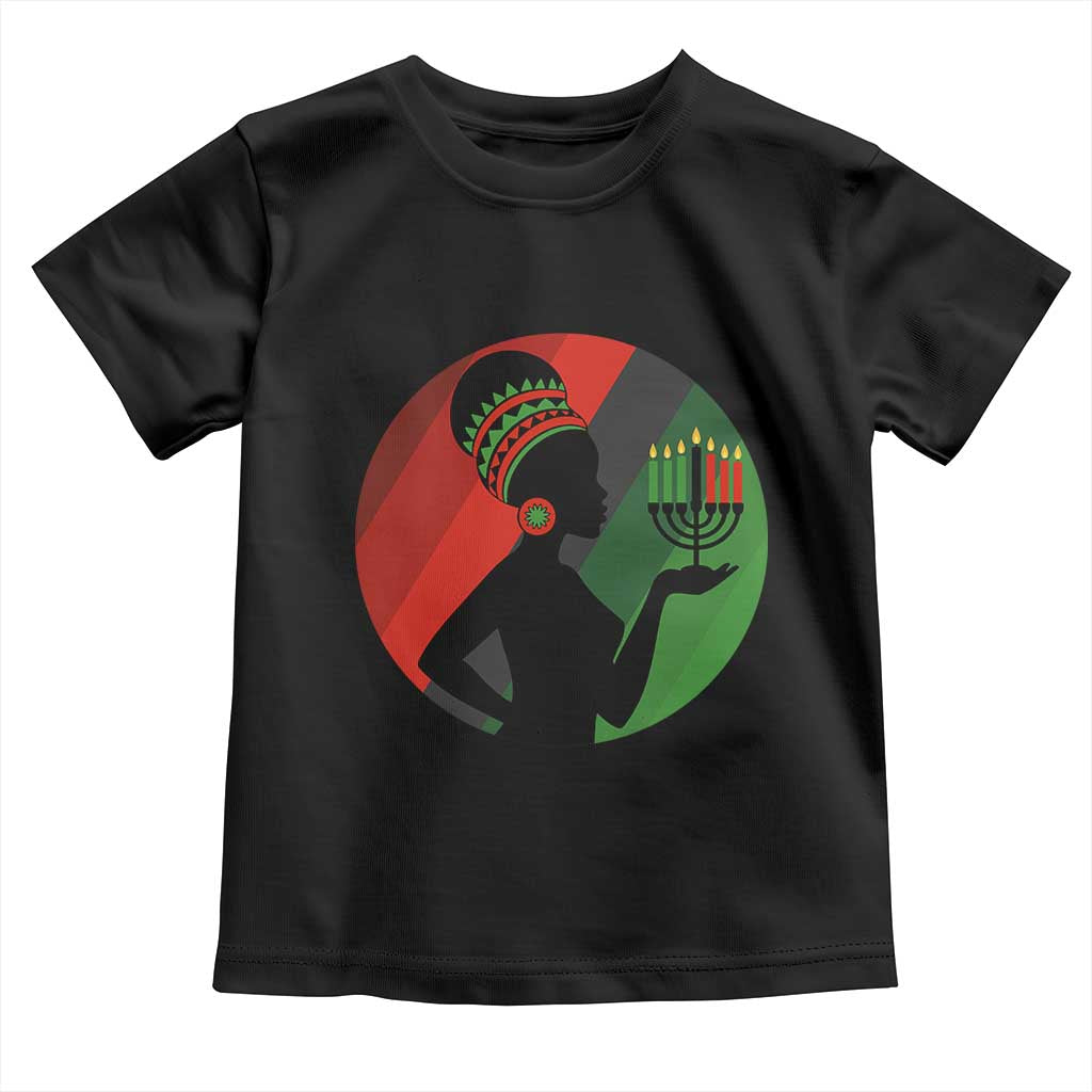 African Woman With Kinara Toddler T Shirt Happy Kwanzaa Cultural Pride Gift TS12 Black Print Your Wear