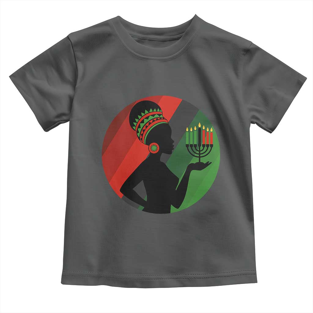 African Woman With Kinara Toddler T Shirt Happy Kwanzaa Cultural Pride Gift TS12 Dark Heather Print Your Wear