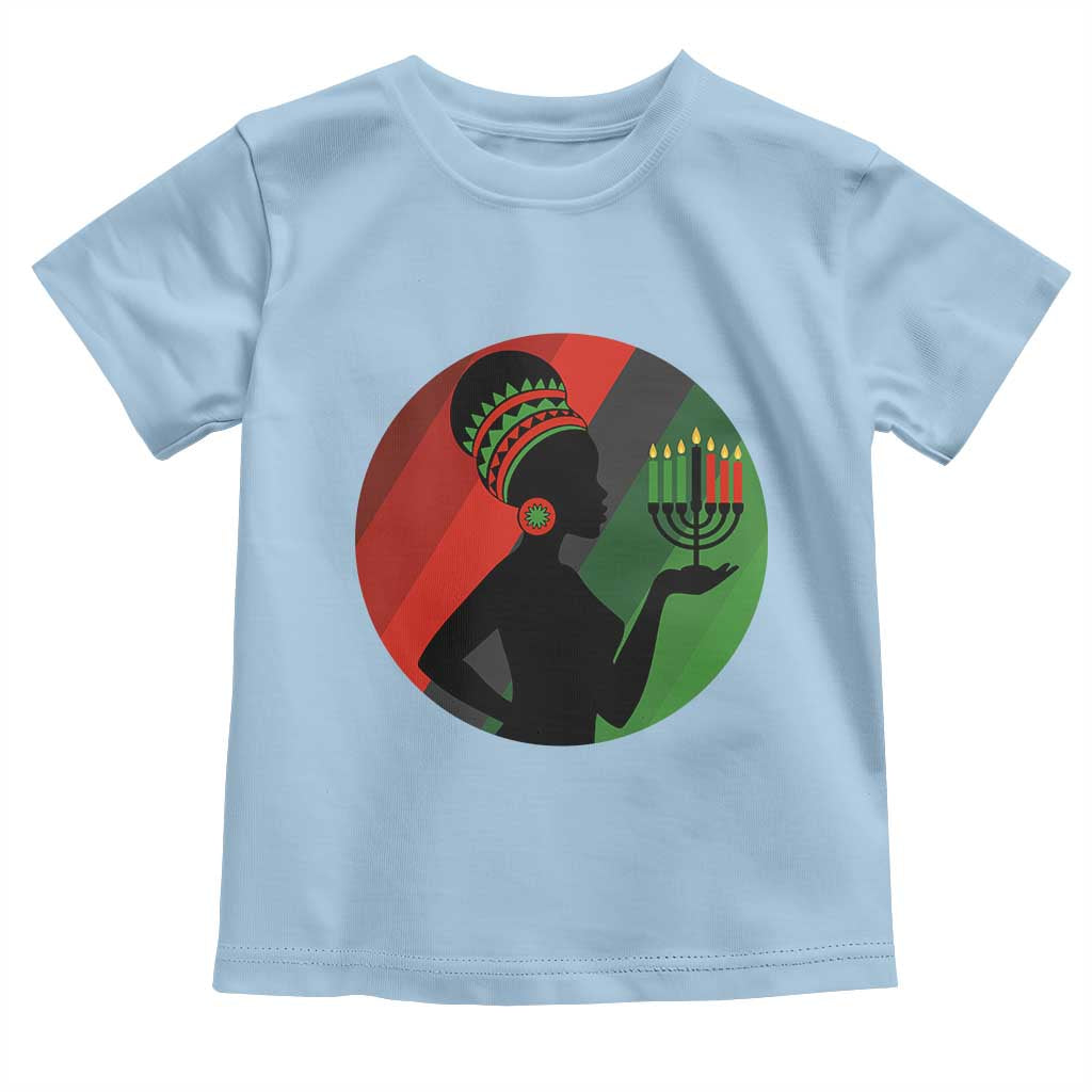 African Woman With Kinara Toddler T Shirt Happy Kwanzaa Cultural Pride Gift TS12 Light Blue Print Your Wear
