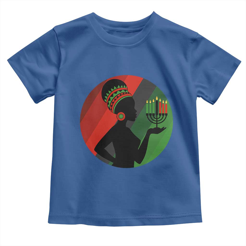 African Woman With Kinara Toddler T Shirt Happy Kwanzaa Cultural Pride Gift TS12 Royal Blue Print Your Wear