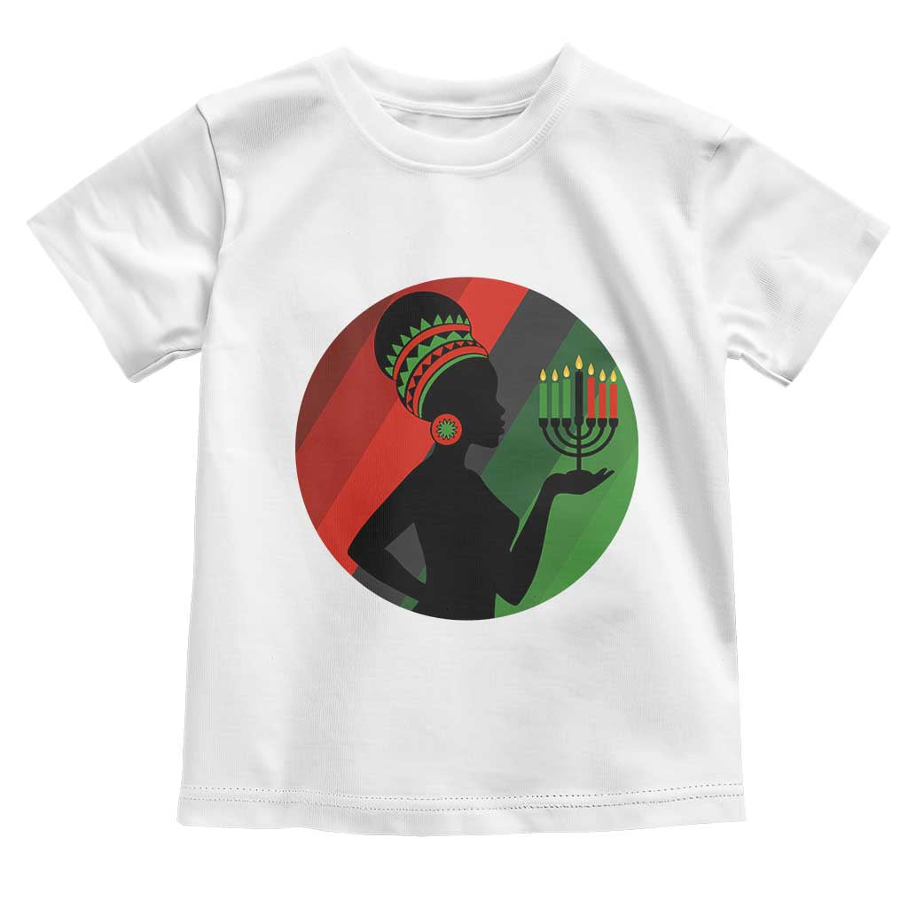 African Woman With Kinara Toddler T Shirt Happy Kwanzaa Cultural Pride Gift TS12 White Print Your Wear