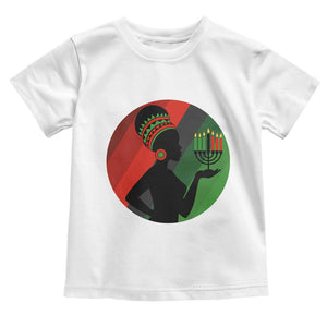 African Woman With Kinara Toddler T Shirt Happy Kwanzaa Cultural Pride Gift TS12 White Print Your Wear