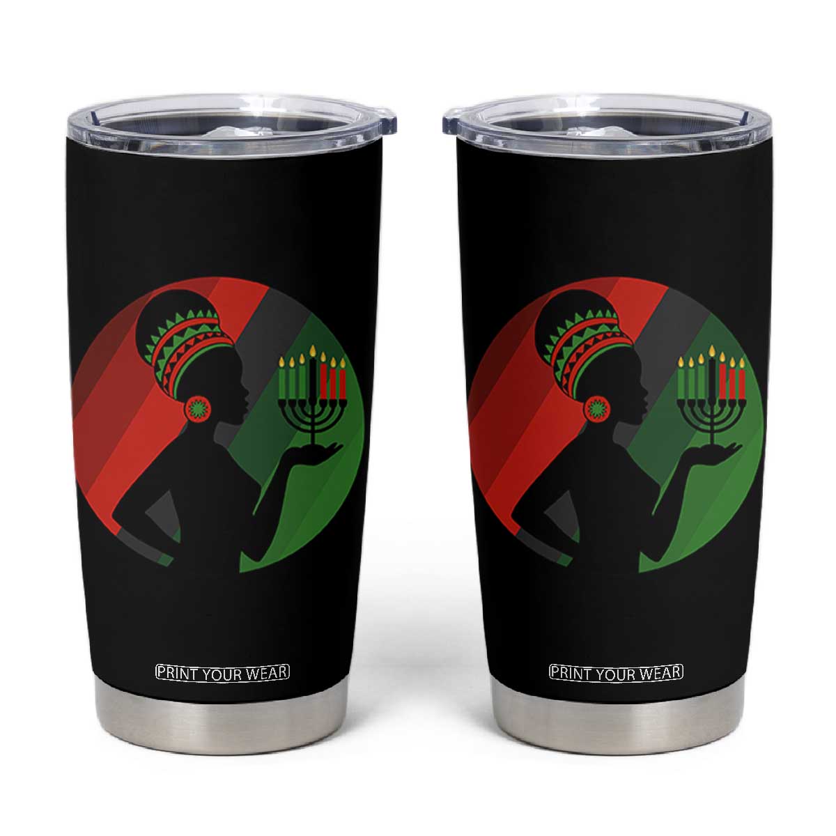 African Woman With Kinara Tumbler Cup Happy Kwanzaa Cultural Pride Gift TS12 Black Print Your Wear