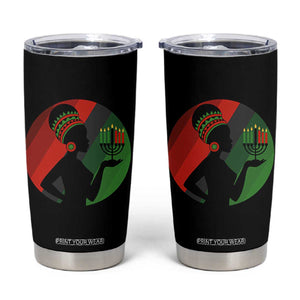 African Woman With Kinara Tumbler Cup Happy Kwanzaa Cultural Pride Gift TS12 Black Print Your Wear