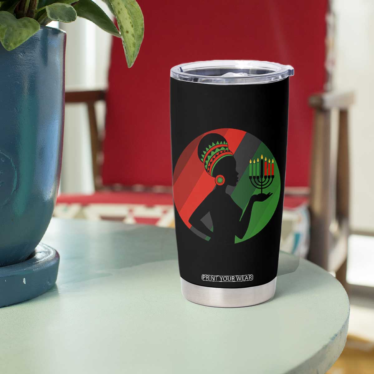 African Woman With Kinara Tumbler Cup Happy Kwanzaa Cultural Pride Gift TS12 Print Your Wear