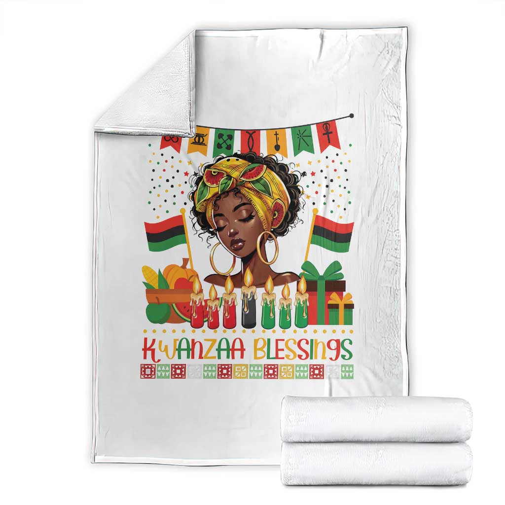 Kwanzaa Blessings African Woman Throw Blanket Umoja Seven Principles Family Gift TS12 White Print Your Wear