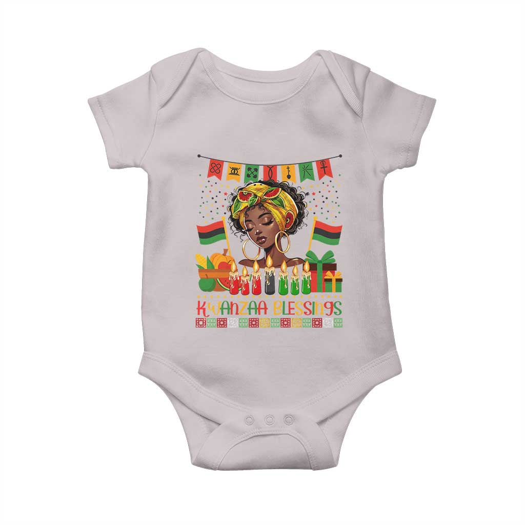 Kwanzaa Blessings African Woman Baby Onesie Umoja Seven Principles Family Gift TS12 Ice Gray Print Your Wear