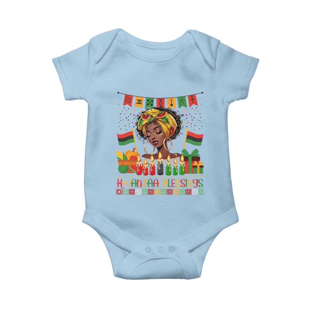 Kwanzaa Blessings African Woman Baby Onesie Umoja Seven Principles Family Gift TS12 Light Blue Print Your Wear