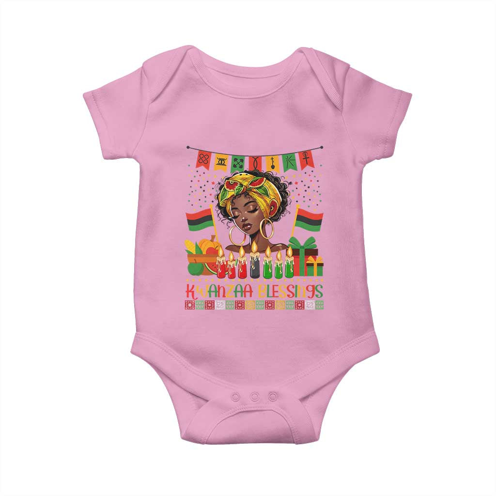 Kwanzaa Blessings African Woman Baby Onesie Umoja Seven Principles Family Gift TS12 Light Pink Print Your Wear