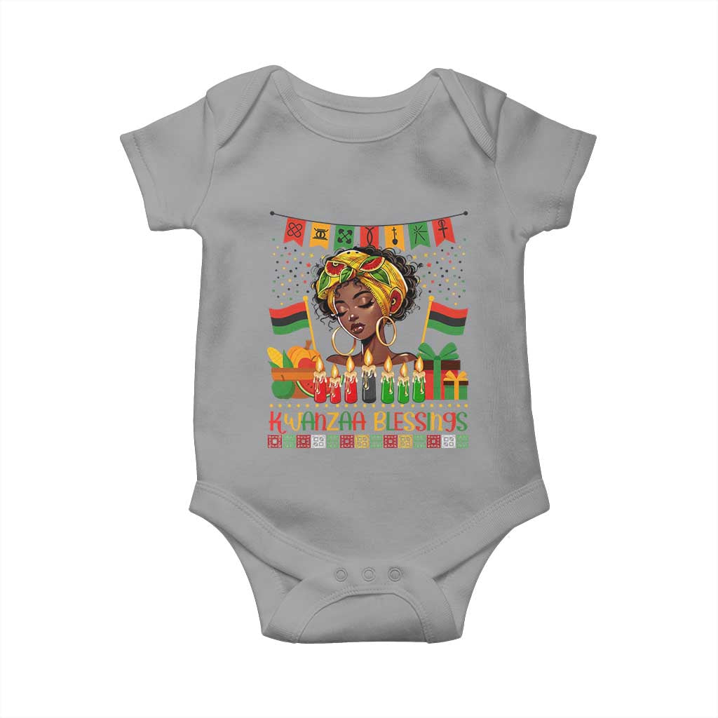 Kwanzaa Blessings African Woman Baby Onesie Umoja Seven Principles Family Gift TS12 Sport Gray Print Your Wear