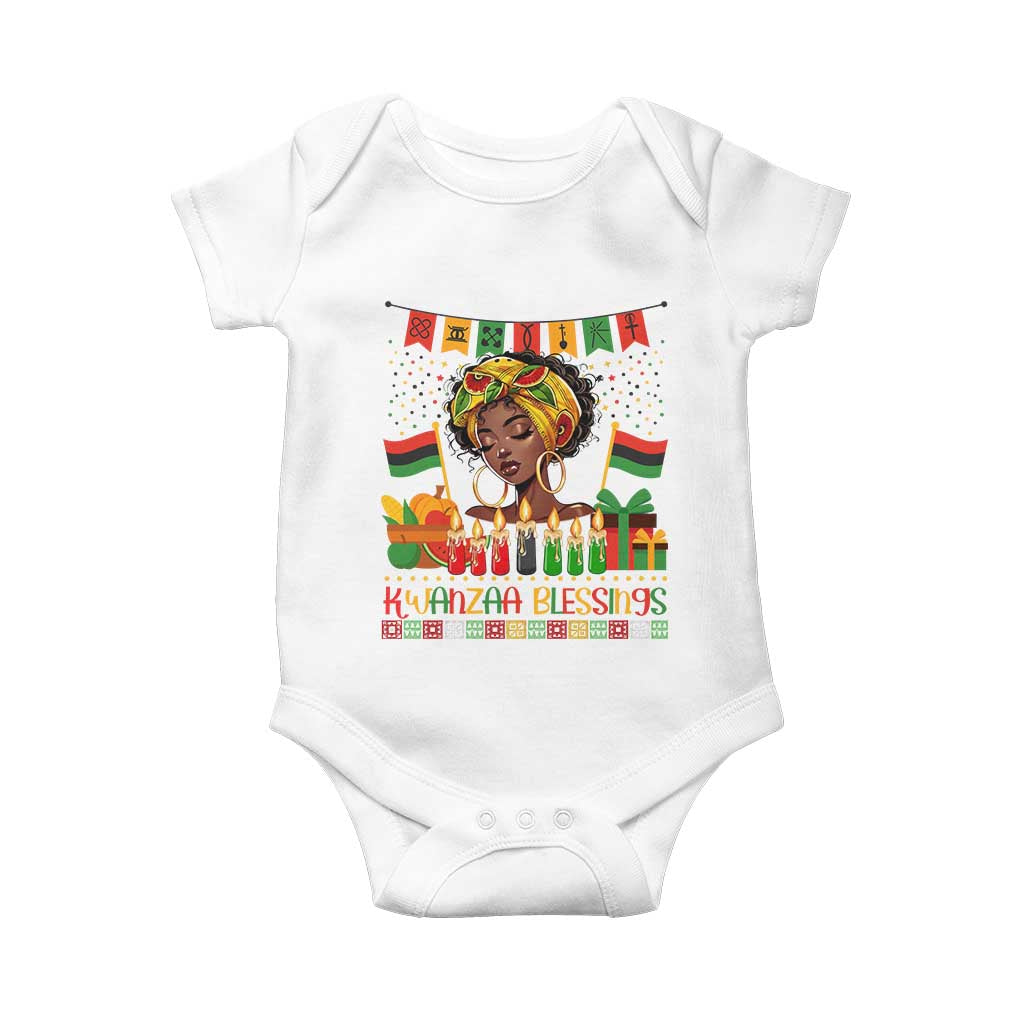 Kwanzaa Blessings African Woman Baby Onesie Umoja Seven Principles Family Gift TS12 White Print Your Wear