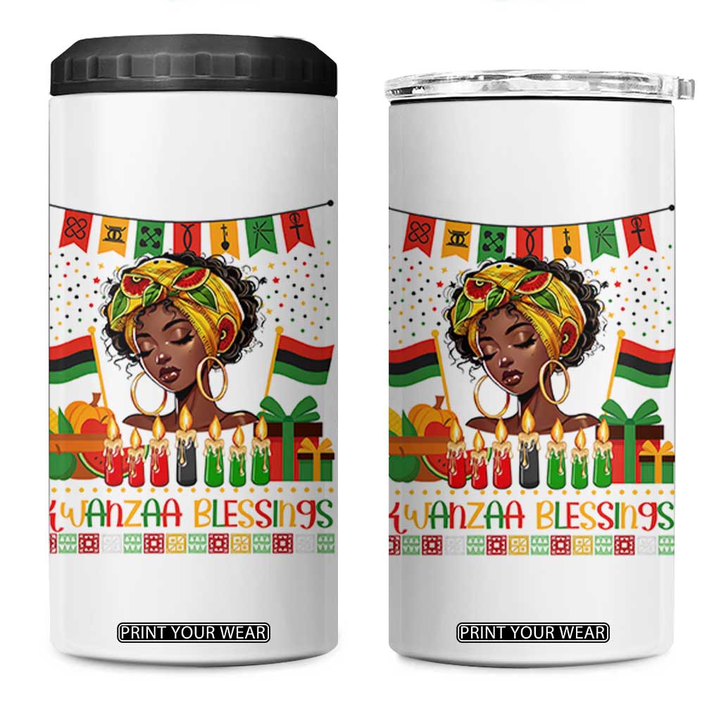 Kwanzaa Blessings African Woman 4 in 1 Can Cooler Tumbler Umoja Seven Principles Family Gift TS12 One Size: 16 oz White Print Your Wear