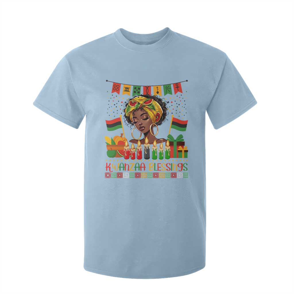 Kwanzaa Blessings African Woman T Shirt For Kid Umoja Seven Principles Family Gift TS12 Light Blue Print Your Wear