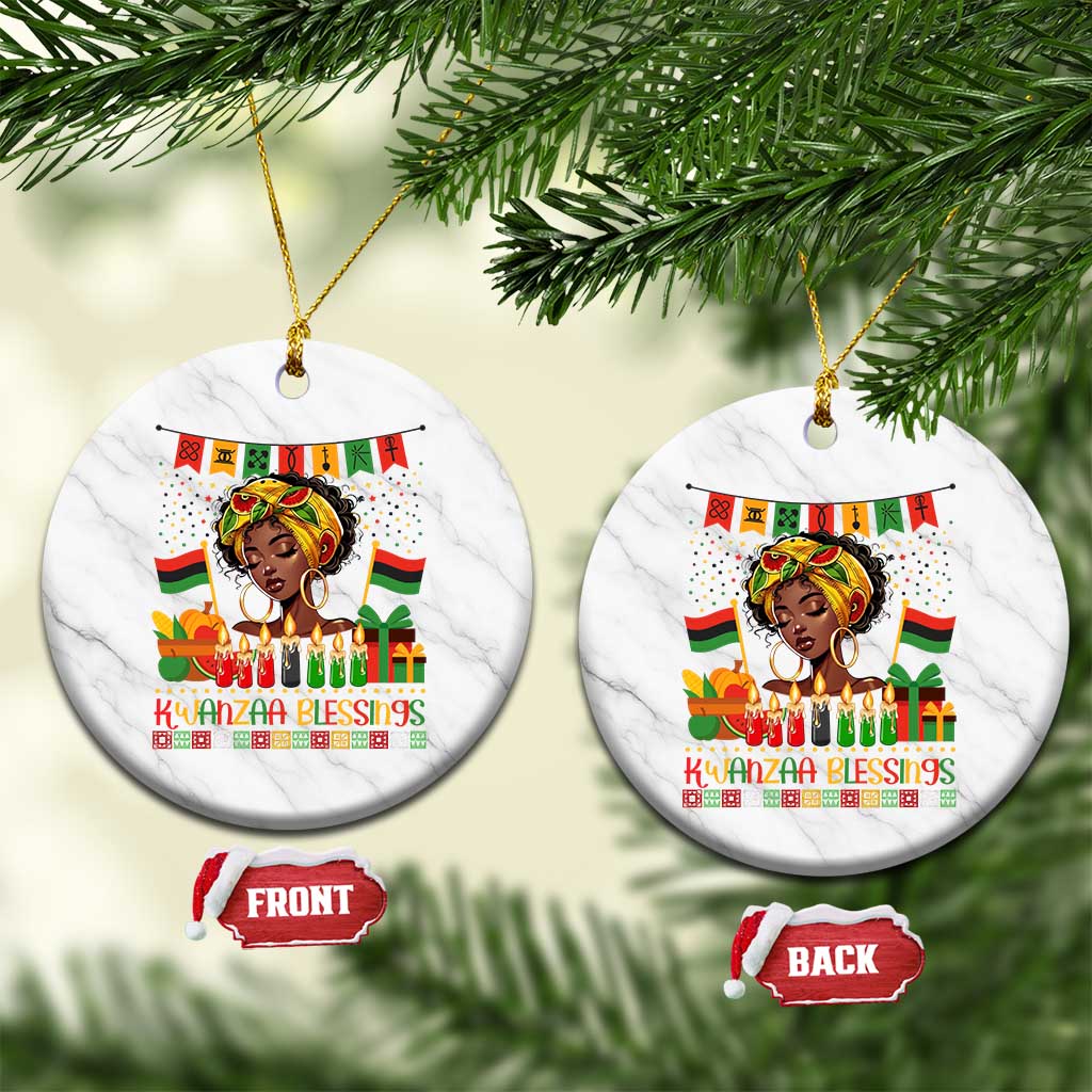 Kwanzaa Blessings African Woman Ceramic Ornament Umoja Seven Principles Family Gift TS12 1pc White Marble Print Your Wear