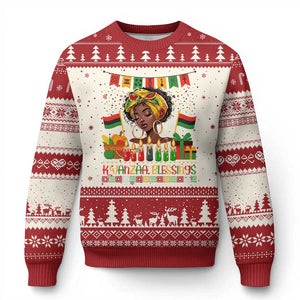 Kwanzaa Blessings African Woman Ugly Christmas Sweater Umoja Seven Principles Family Gift TS12 Beige Red Print Your Wear