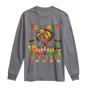 Kwanzaa Blessings African Woman Long Sleeve Shirt Umoja Seven Principles Family Gift TS12 Charcoal Print Your Wear