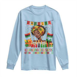 Kwanzaa Blessings African Woman Long Sleeve Shirt Umoja Seven Principles Family Gift TS12 Light Blue Print Your Wear
