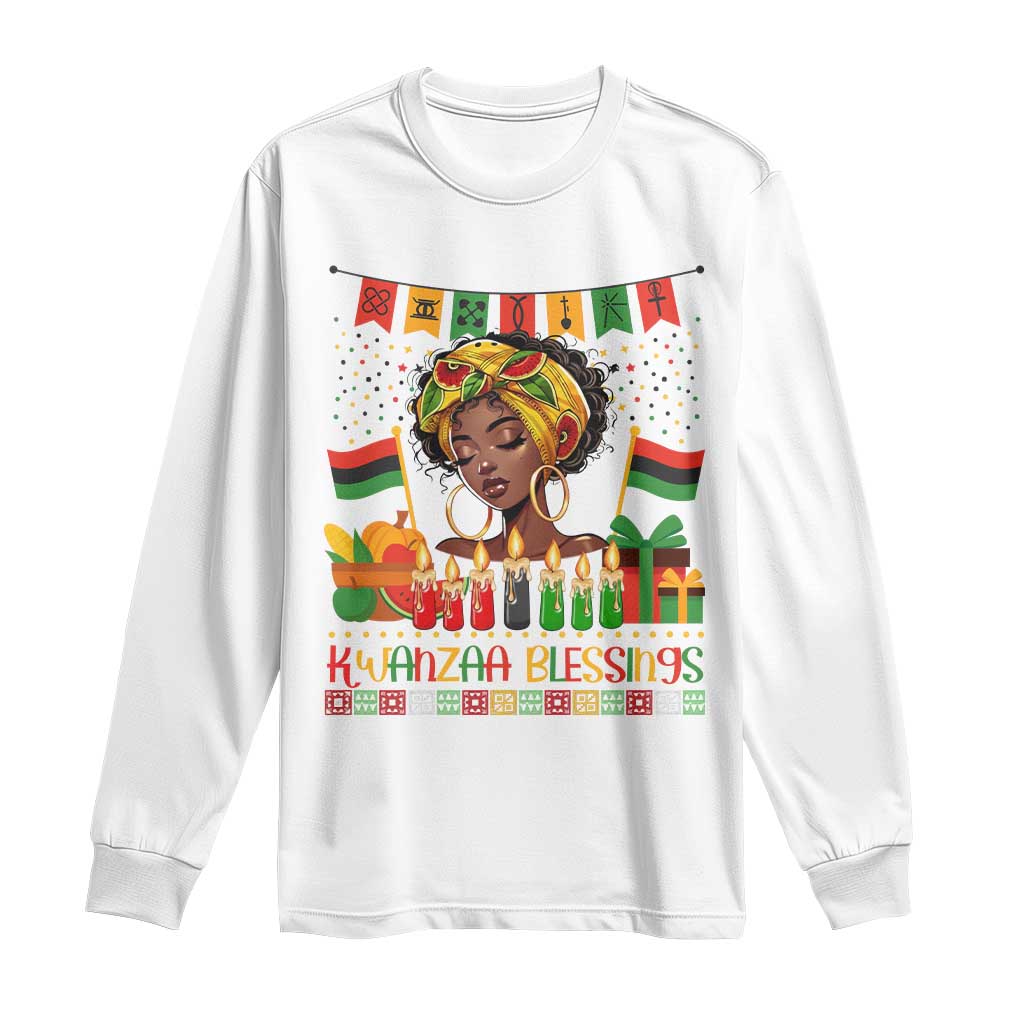 Kwanzaa Blessings African Woman Long Sleeve Shirt Umoja Seven Principles Family Gift TS12 White Print Your Wear