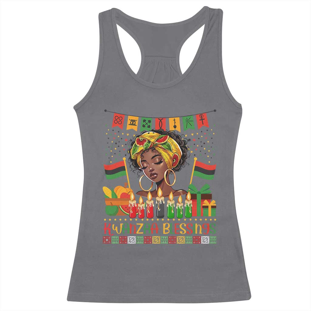 Kwanzaa Blessings African Woman Racerback Tank Top Umoja Seven Principles Family Gift TS12 Charcoal Print Your Wear