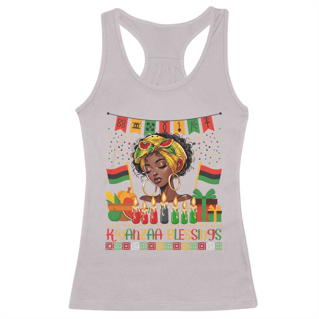 Kwanzaa Blessings African Woman Racerback Tank Top Umoja Seven Principles Family Gift TS12 Ice Gray Print Your Wear