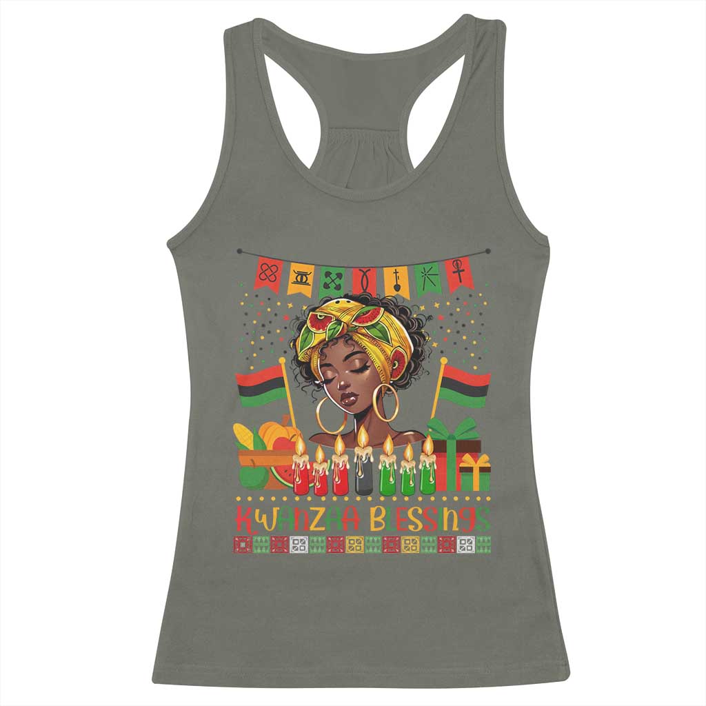 Kwanzaa Blessings African Woman Racerback Tank Top Umoja Seven Principles Family Gift TS12 Military Green Print Your Wear