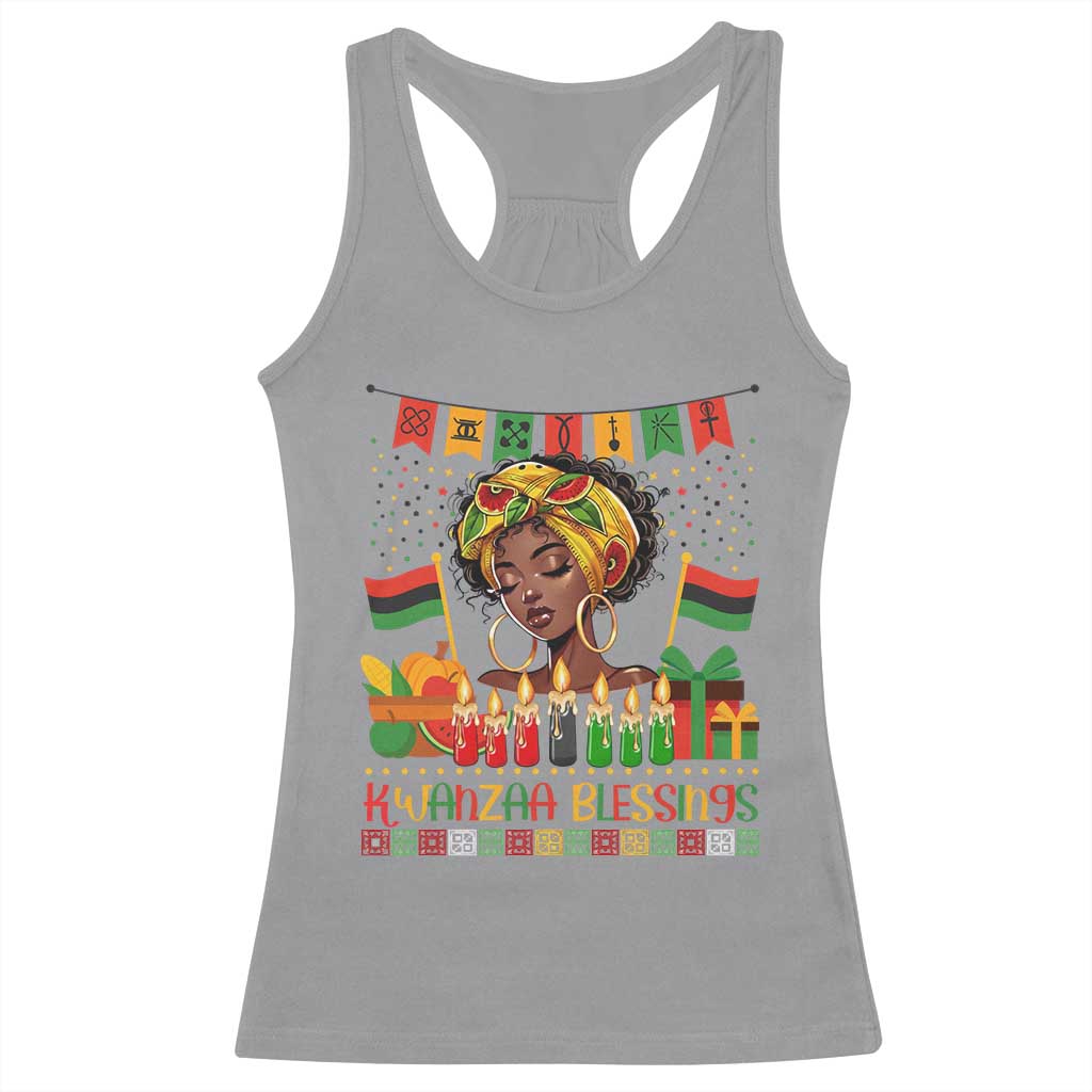 Kwanzaa Blessings African Woman Racerback Tank Top Umoja Seven Principles Family Gift TS12 Sport Gray Print Your Wear