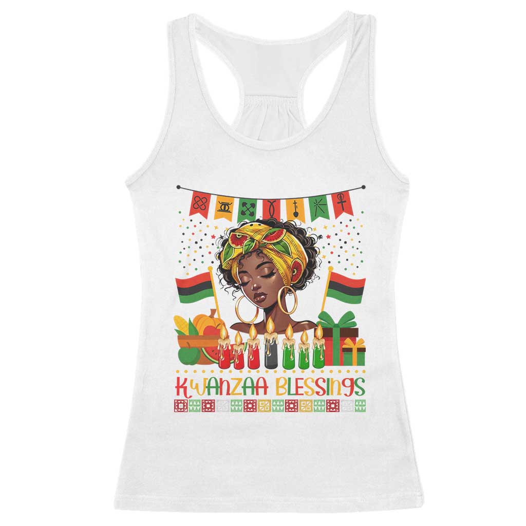 Kwanzaa Blessings African Woman Racerback Tank Top Umoja Seven Principles Family Gift TS12 White Print Your Wear