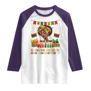 Kwanzaa Blessings African Woman Raglan Shirt Umoja Seven Principles Family Gift TS12 White Purple Print Your Wear