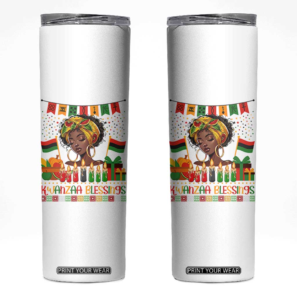 Kwanzaa Blessings African Woman Skinny Tumbler Umoja Seven Principles Family Gift TS12 White Print Your Wear