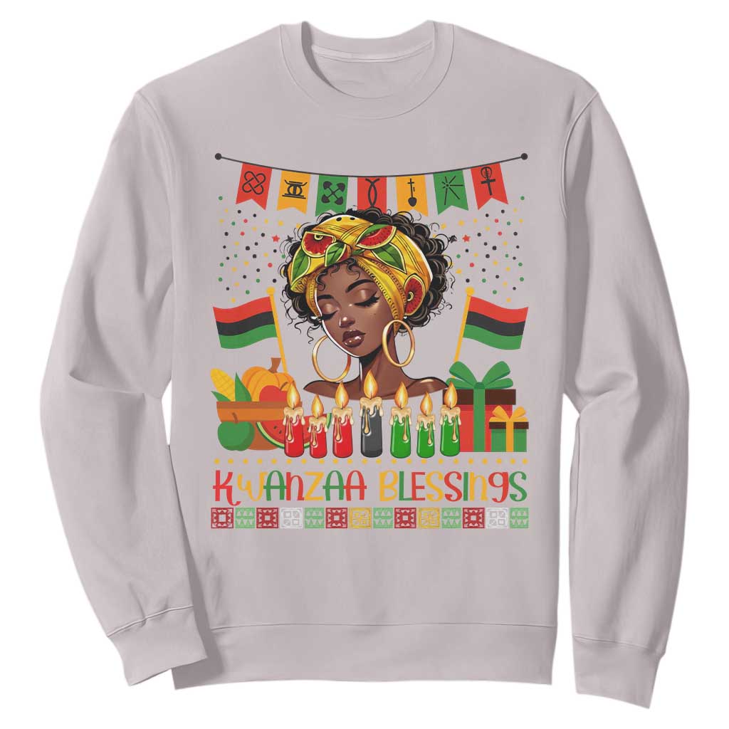 Kwanzaa Blessings African Woman Sweatshirt Umoja Seven Principles Family Gift TS12 Ice Gray Print Your Wear