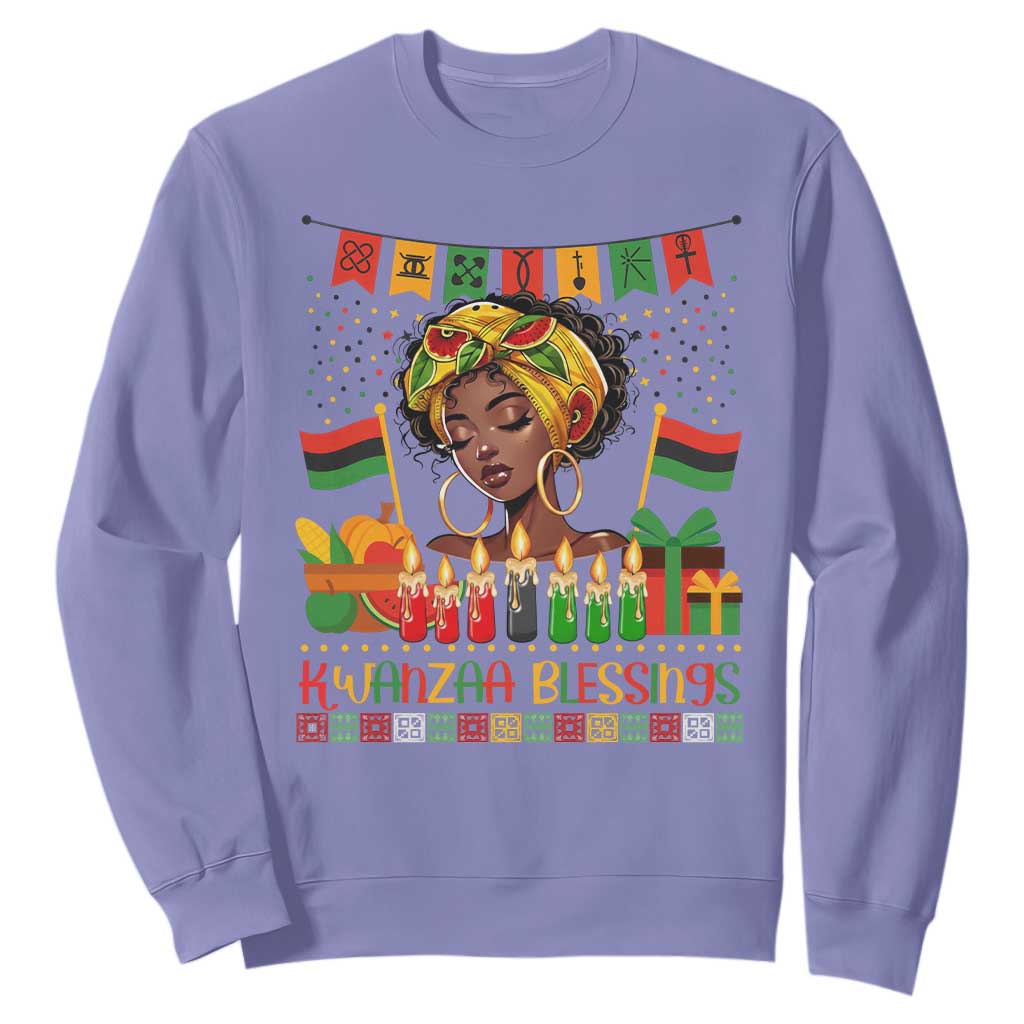 Kwanzaa Blessings African Woman Sweatshirt Umoja Seven Principles Family Gift TS12 Violet Print Your Wear