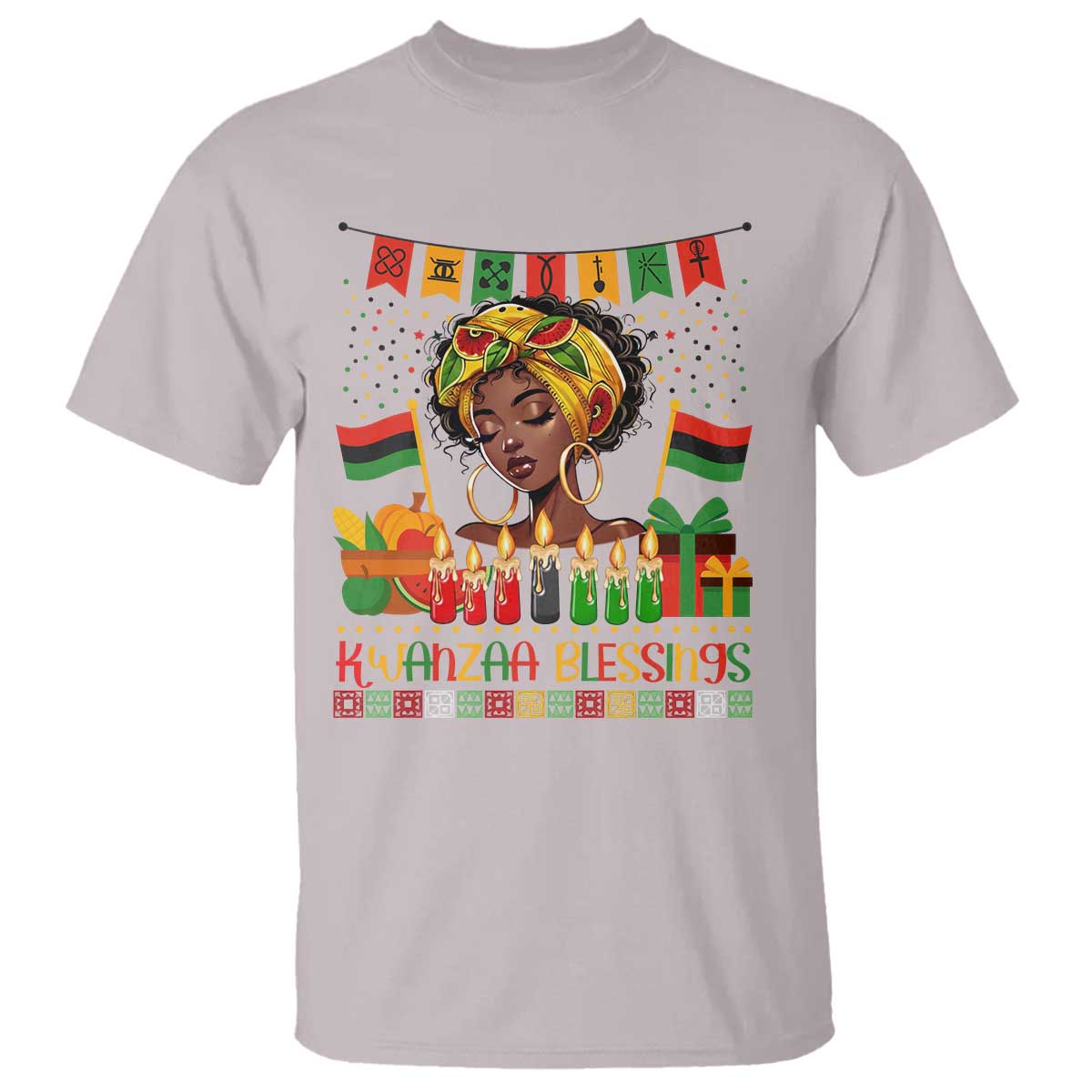 Kwanzaa Blessings African Woman T Shirt Umoja Seven Principles Family Gift TS12 Ice Gray Print Your Wear