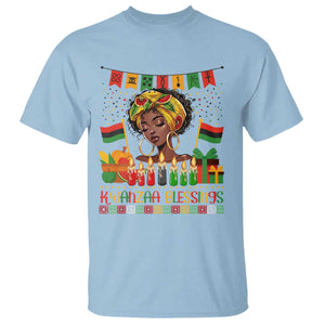 Kwanzaa Blessings African Woman T Shirt Umoja Seven Principles Family Gift TS12 Light Blue Print Your Wear