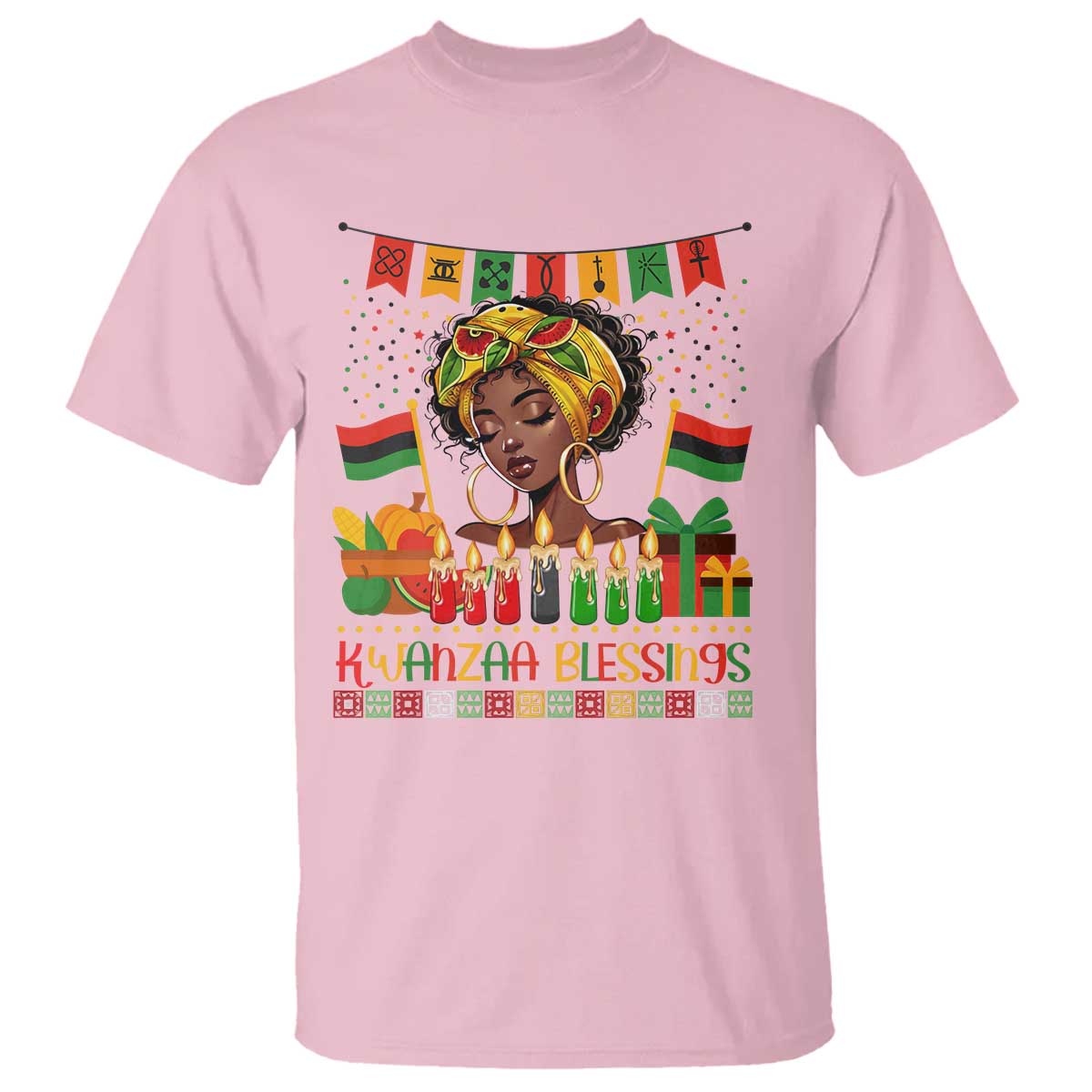 Kwanzaa Blessings African Woman T Shirt Umoja Seven Principles Family Gift TS12 Light Pink Print Your Wear