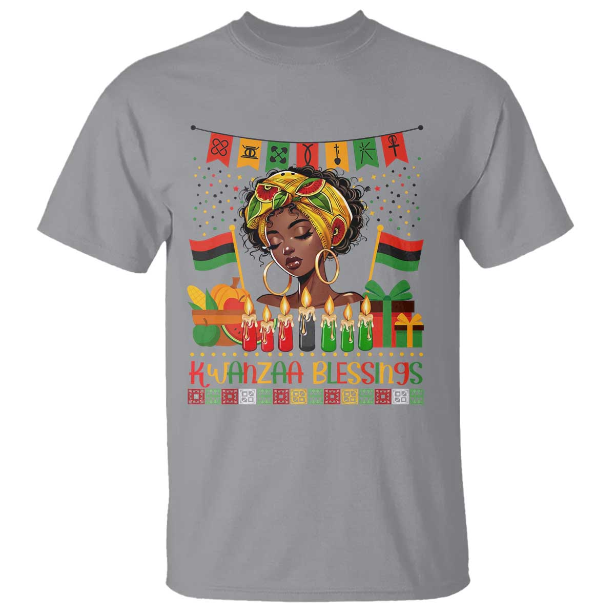 Kwanzaa Blessings African Woman T Shirt Umoja Seven Principles Family Gift TS12 Sport Gray Print Your Wear