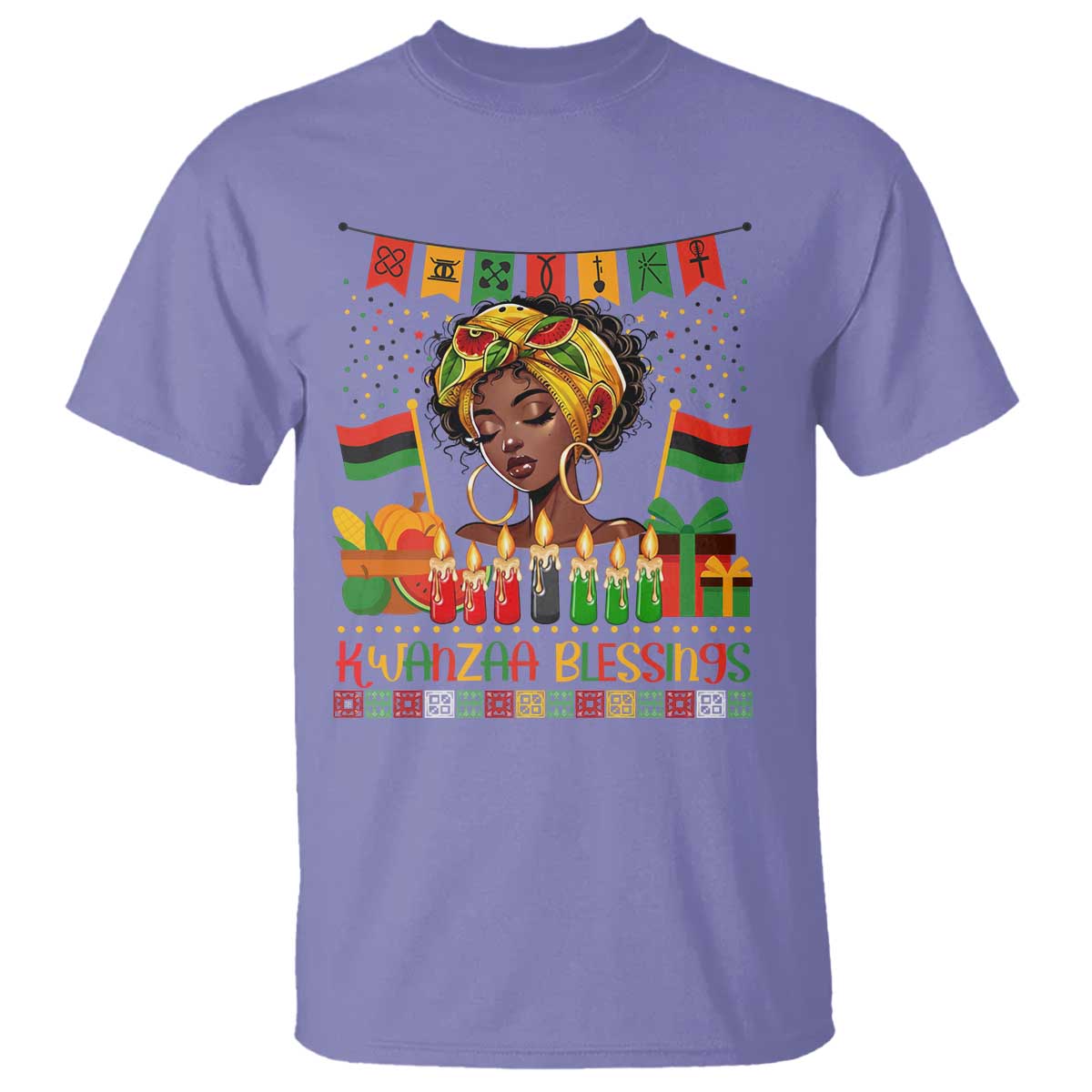 Kwanzaa Blessings African Woman T Shirt Umoja Seven Principles Family Gift TS12 Violet Print Your Wear