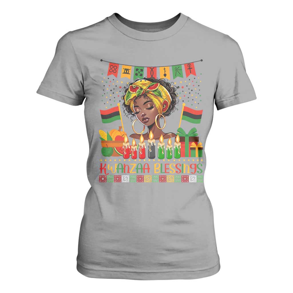 Kwanzaa Blessings African Woman T Shirt For Women Umoja Seven Principles Family Gift TS12 Sport Gray Print Your Wear